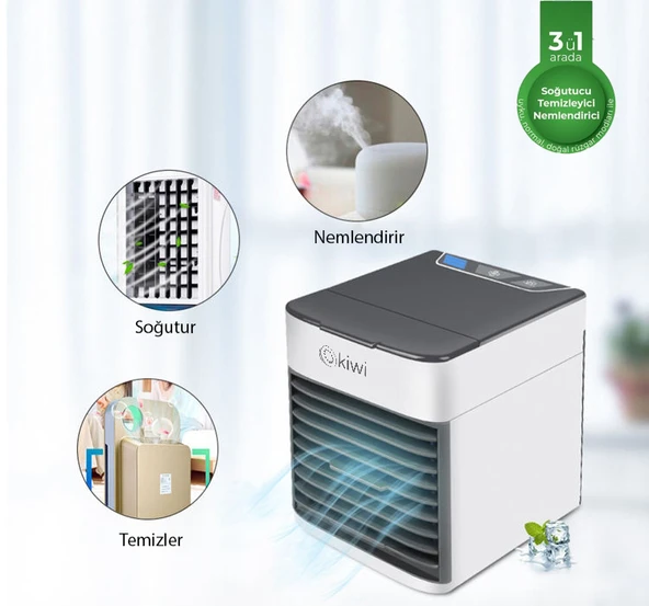Kiwi KFAN-7613 3'ü 1 Arada Portatif Led Işıklı İyonizer Hava Soğutucu Nemlendirici ve Temizleyici - 2
