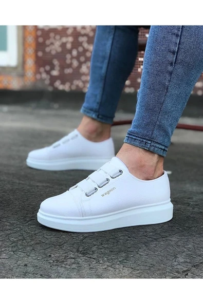 KUZGUN ONLİNE SHOP Beyaz Kalın Taban Casual Erkek Ayakkabı - 1