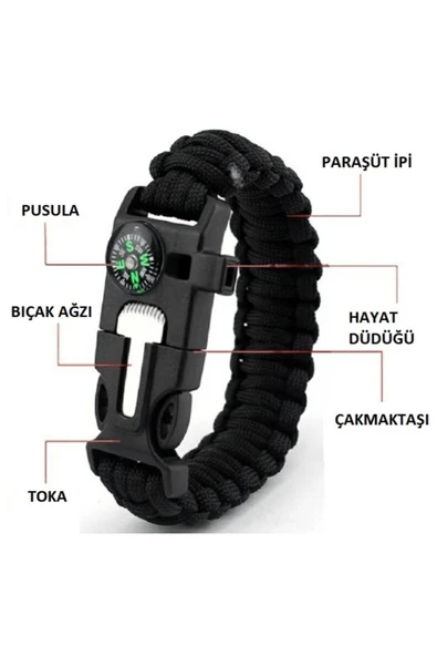 KUZGUN ONLİNE SHOP Survıval Kamp Bileklik Düdük Çok Amaçlı ( Lisinya )