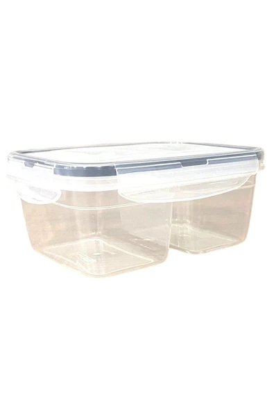 KUZGUN ONLİNE SHOP 2 Bölmeli 0,45+0,45 Litre Kilitli Kapaklı Erzak Saklama Kabı LC-524 (4767) - Lisinya - 1