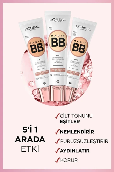 L'Oreal Paris Magic BB Renkli Nemlendirici Krem - Medium Light 3600523723577 - 3