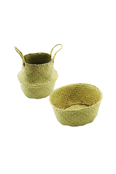 KUZGUN ONLİNE SHOP 2IN1: KULPLU - KULPSUZ HASIR ORGANİZER SEPET Ç: 33---25CMY:15-30CM (4767) - Lisinya