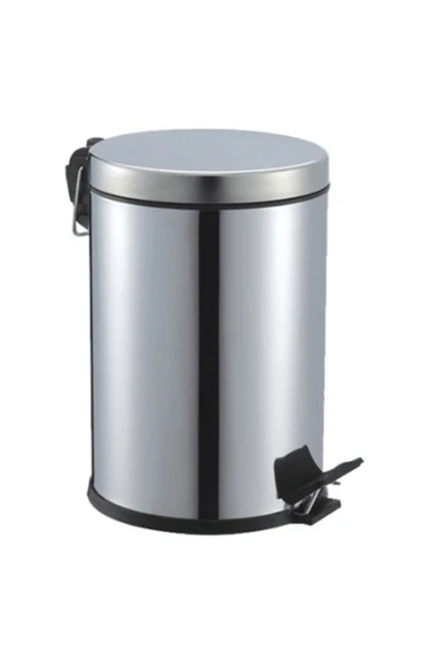 KUZGUN ONLİNE SHOP PEDALLI 5LT KROM METAL ÇÖP KOVASI (4767) - Lisinya