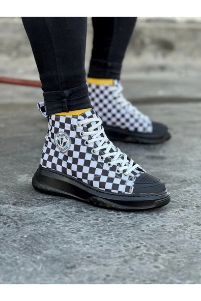 KUZGUN ONLİNE SHOP Damalı Erkek Yarım Bilek Casual Ayakkabı - 1