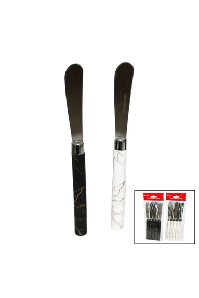 KUZGUN ONLİNE SHOP 5 PARÇA UZUN KAHVALTI BIÇAK - MERMER DESEN SAPLI 16.5 cm (4767) - Lisinya