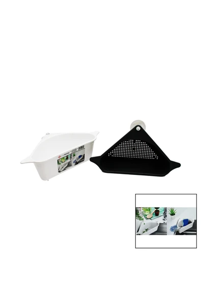 KUZGUN ONLİNE SHOP SÜZGEÇLİ LAVABO DÜZENLEYİCİ PLASTİK KÖŞE RAFI VANTUZLU (4767) - Lisinya