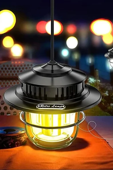 KUZGUN ONLİNE SHOP Taşınabilir Retro Fener Su Geçirmez Dış Mekan Güçlü Led Kamp Bahçe Feneri Dekor ( Lisinya )