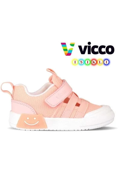 Vicco Momo 346.P24Y.145 Anatomik Taban Kız Çocuk Işıklı Spor Ayakkabı Pudra 26-30