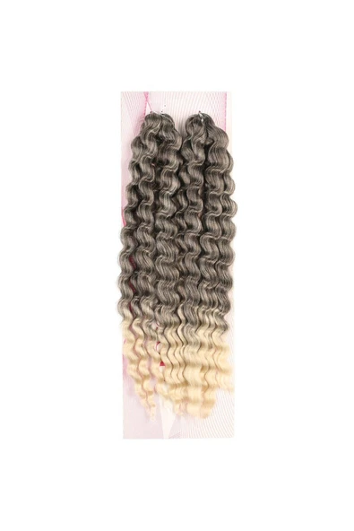 KUZGUN ONLİNE SHOP Nice Bulk Afro Su Dalgası Saç / Kahve / Platin Ombreli
