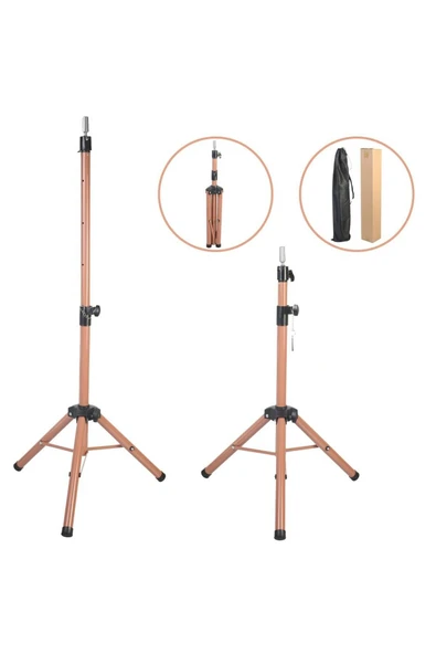 KUZGUN ONLİNE SHOP Kuaför Eğitim Mankeni İçin Metal Tripod / Sütlü Kahve + Taşıma Çantası