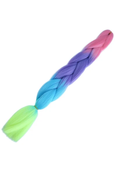 KUZGUN ONLİNE SHOP Afrika Örgülük Ombreli Sentetik Saç 100 Gr. / Pembe / Mor / Açık Mavi / Neon Sarı