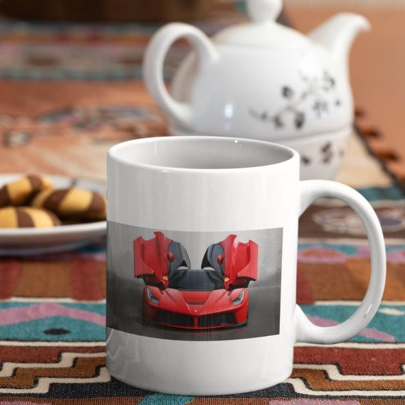 Ferrari Kırmızı Tasarımlı Seramik Kupa Bardak