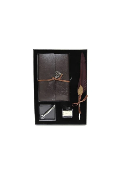 KUZGUN ONLİNE SHOP Divit Hokka Defter Ve Tüylü Kalem Seti ( Lisinya )