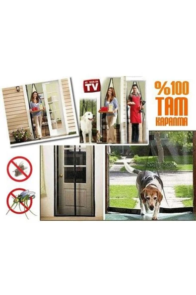 KUZGUN ONLİNE SHOP Mıknatıslı Kapı Sinekliği Tülü-Krem ( 105 x 205 )