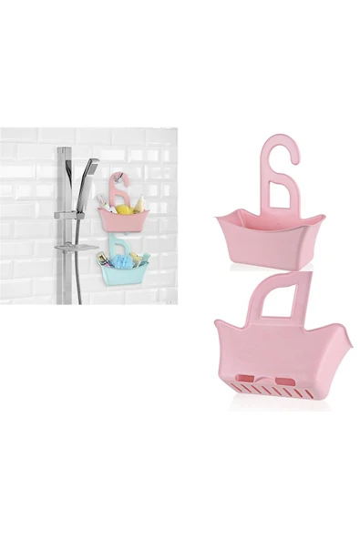 KUZGUN ONLİNE SHOP Banyo Sepeti Delikli Sepet Çok Amaçlı Sabun Şampuan Tutucu Raf