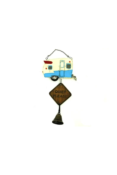 KUZGUN ONLİNE SHOP Vintage Tasarım Dekoratif Metal Karavan Lütfen Sessiz Olunuz ( Lisinya )