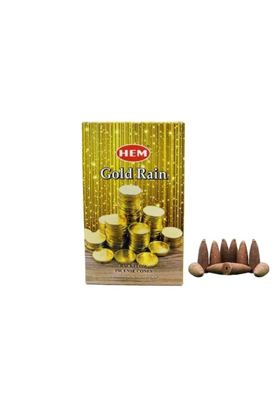 KUZGUN ONLİNE SHOP Gold Rain Back Flow Konik Tütsü 10'lu. ( Lisinya )