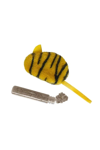 KUZGUN ONLİNE SHOP Kedi Oyuncağı Kaplan Desenli Peluş Fare 6-10-18 cm