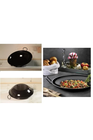 KUZGUN ONLİNE SHOP Wog Tipi Derin Sac Kavurma Tavası - Kamp - Piknik için 28 Cm Emaye