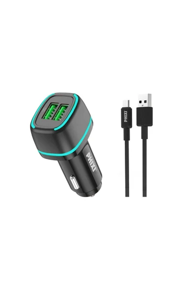 KUZGUN ONLİNE SHOP Force Qcc571m Çift Çıkışlı Fast Micro Usb Kablolu Araç Şarj Cihazı - Lisinya