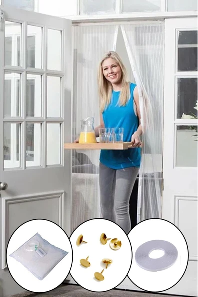 KUZGUN ONLİNE SHOP Mıknatıslı Manyetik Kapı Sinekliği Sineklik Tülü Perde (60cm x 210cm 2 Adet Tül)