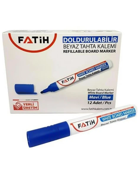 Fatih Doldurulabilir Beyaz Tahta Kalemi Mavi 12 Adet 34350