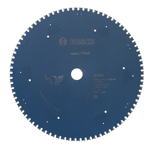 BOSCH Expert Metal 305x2.6x25.4 mm 80 Diş Elmas Uçlu Metal Kesme Daire Testeresi (2608643061) - 2