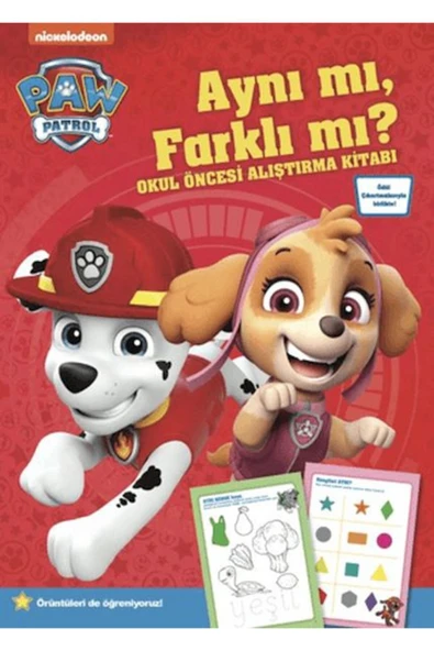 KUZGUN TİCARET Paw Patrol - Aynı mı, Farklı mı? Okul Öncesi Alıştırma Kitabı