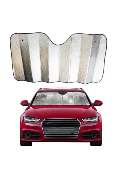 GÜLLÜ E STORE Buffer® 120*55 Cm Ambalajlı Vantuzlu Araç Içi Ön Cam Perdesi Katlanabilir Güneşlik