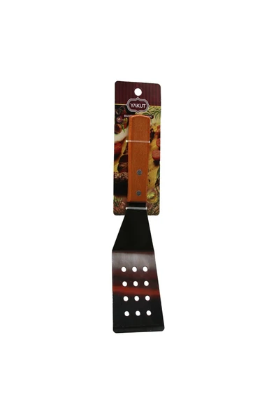 KUZGUN TİCARET AHŞAP SAPLI EĞİMLİ - DELİKLİ MUTFAK SPATULA (4767) - Lisinya - 1