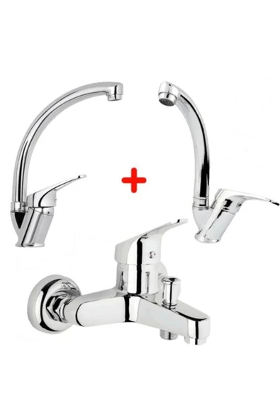 KUZGUN TİCARET Mix Banyo Bataryası Lavabo - Evye 3 Lü Avantajlı Set ( Lisinya ) - 1