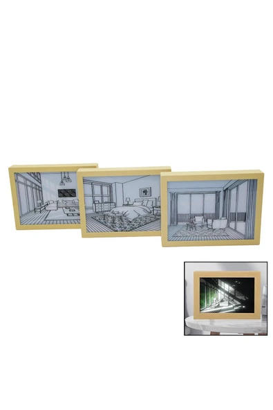KUZGUN TİCARET 3 BOYUTLU - 15X20CM LED IŞIKLI MİNİ TABLO USB BAĞLANTILI - AYAR ANAHTARLI (4767) - Lisinya