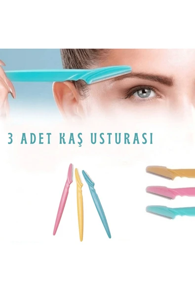 KUZGUN TİCARET Tinkle Kaş Usturası 3'lü Set - Mükemmel Kaşlar İçin Hassas Ve Etkili Aracınız ( Lisinya )