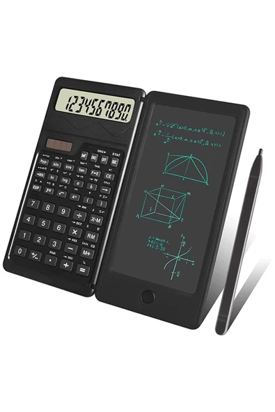 KUZGUN TİCARET Silinebilir Lcd Yazı Tabletli,kalemli Katlanabilir Bilimsel Hesap Makinesi ( Lisinya )