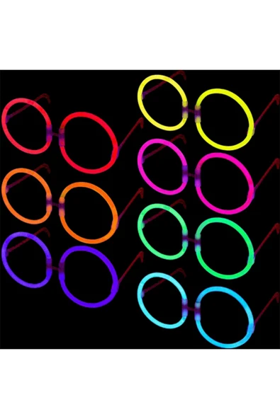 KUZGUN TİCARET Glow Yuvarlak Gözlük - Glow Partisi Gözlükleri - Glow Stick Gözlük 12 Adet