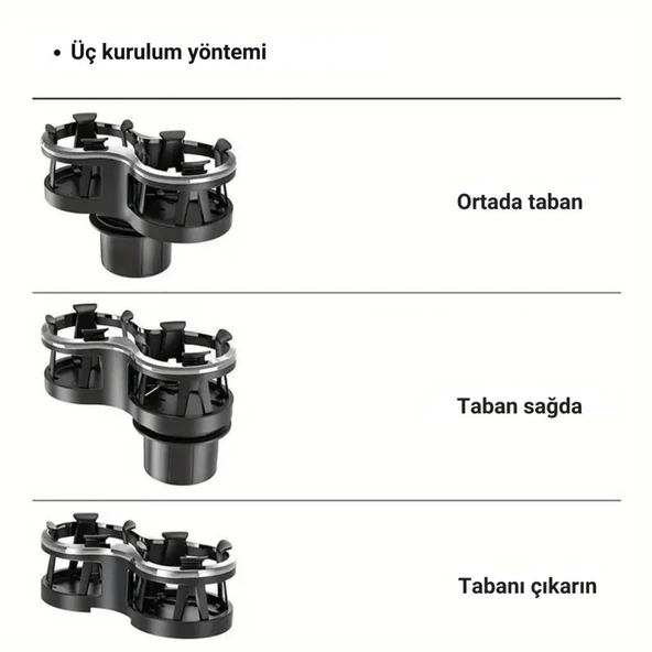 Coofbe İki Gözlü Oto Bardak Tutucu Bardak Çoğaltıcı Torpido Üzeri Bardak Tutucu Araç Bardaklık İçecek Tutucu - 4