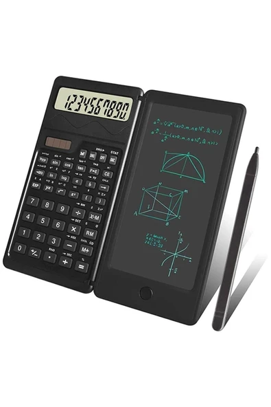 KUZGUN TİCARET Silinebilir LCD Yazı Tabletli,Kalemli Katlanabilir Bilimsel Hesap Makinesi (4767) - Lisinya