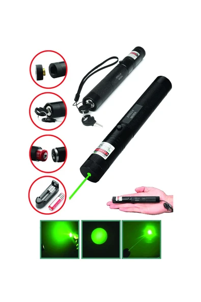 KUZGUN TİCARET Şarjlı Yeşil Lazer Pointer 100 Mw (4767) - Lisinya