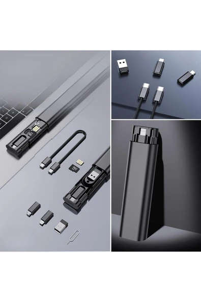 KUZGUN TİCARET Cep Tipi 60W Bas Aç Type-C,İphone Şarj,Micro USB Hızlı Şarj Data Kablo Seti (4767) - Lisinya