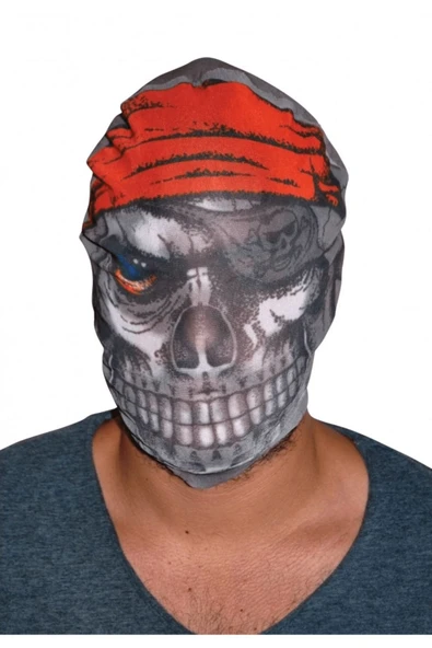 KUZGUN TİCARET Kafaya Tam Geçmeli Bez Korsan Maskesi - Streç Korku Maskesi - 3d Baskılı Maske Model 4 - Lisinya - 1
