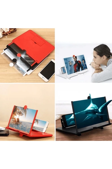 KUZGUN TİCARET Telefon Ve Tablet Ekran Büyütücü Aparat Kırmızı ( Lisinya )