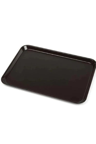 KUZGUN TİCARET Siyah Midi Boy Plastik Servis Tepsisi Kırılmaz Lokanta Büfe Fast Food Kullanım (44x32 Cm)