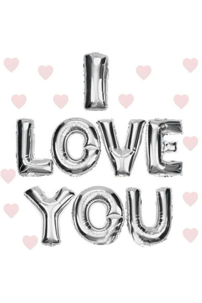KUZGUN TİCARET I Love You Folyo Balon Gümüş Renk 35 Cm - Lisinya