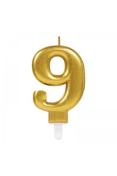 KUZGUN TİCARET 9 Rakam Mum Gold Renk (4767) - Lisinya