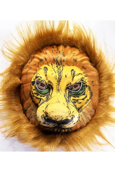 KUZGUN TİCARET Peluş Aslan Maskesi Kahverengi Yeleli Mega Peluş 33 No - Lisinya