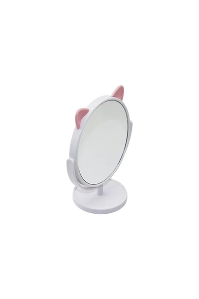 KUZGUN TİCARET 15X15CM - YUVARLAK KULAKLI PLASTİK MAKYAJ AYNASI (4767) - Lisinya
