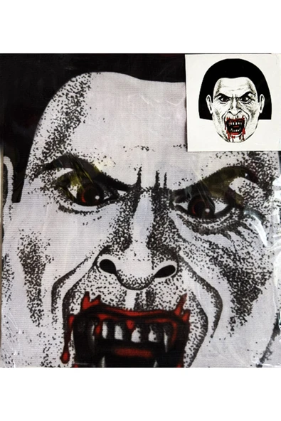 KUZGUN TİCARET Yüze Yapışan Kafaya Tam Geçmeli Streç Kanlı Vampir Maske Bez Maske Model 2-2 (4767) - Lisinya - 1
