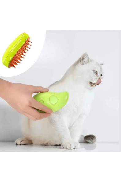KUZGUN TİCARET Buharlı Yumuşak Silikon Uçlu Kedi & Köpek Tüy Tarama Tarağı Yıkama Fırçası ( Lisinya ) - 1
