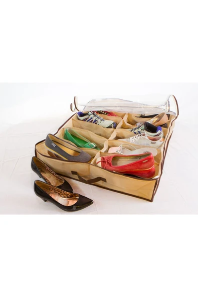 KUZGUN TİCARET Ayakkabı Saklama Çantası 12 Bölmeli Shoes Under