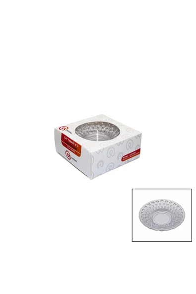 KUZGUN TİCARET 6 PARÇA ÇAY TABAK KALP DESENLİ ŞEFFAF - BEYAZ MİKA KRİSTAL (4767) - Lisinya